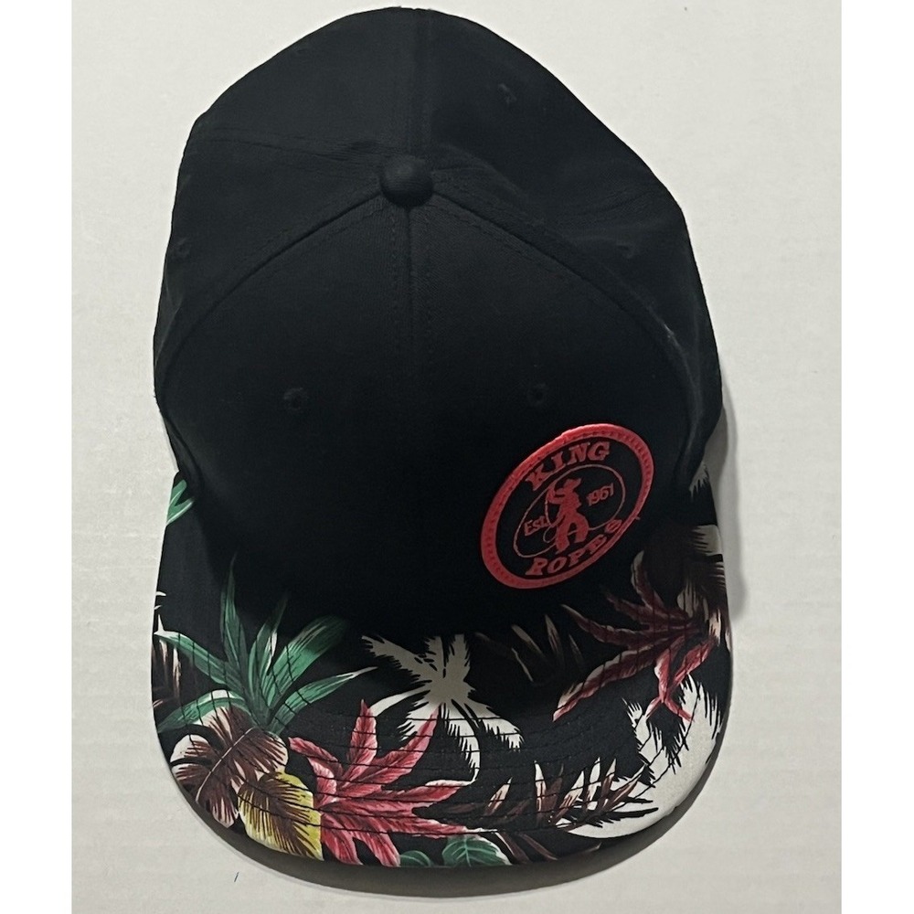 KING ROPER Patch Flatbill Hat - Black/Floral Bill Adjustable Cowboy Lasso OSFM